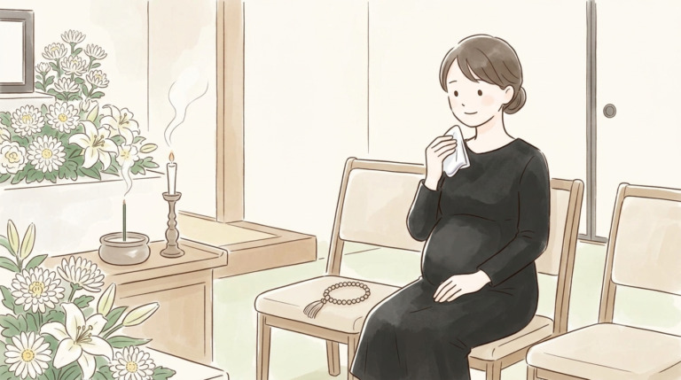 pregnant woman attending funeral